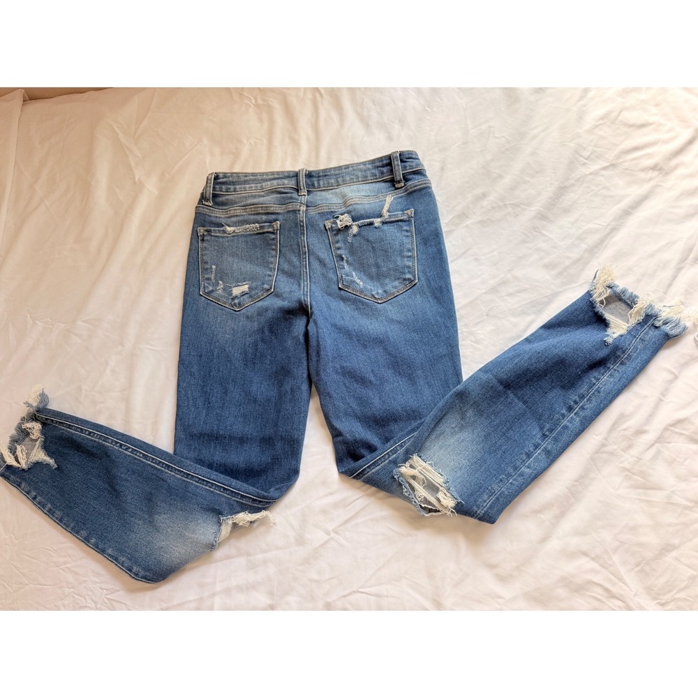 Altar'd State Distressed Skinny Jeans Medium Wash Ripped Knee Frayed Hem - Picture 3 of 12